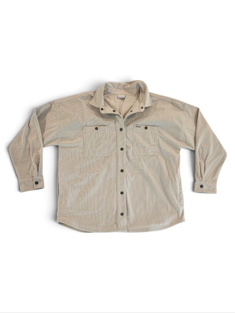 Columbia Beige Corduroy Button-Up Shacket Women's Size XL